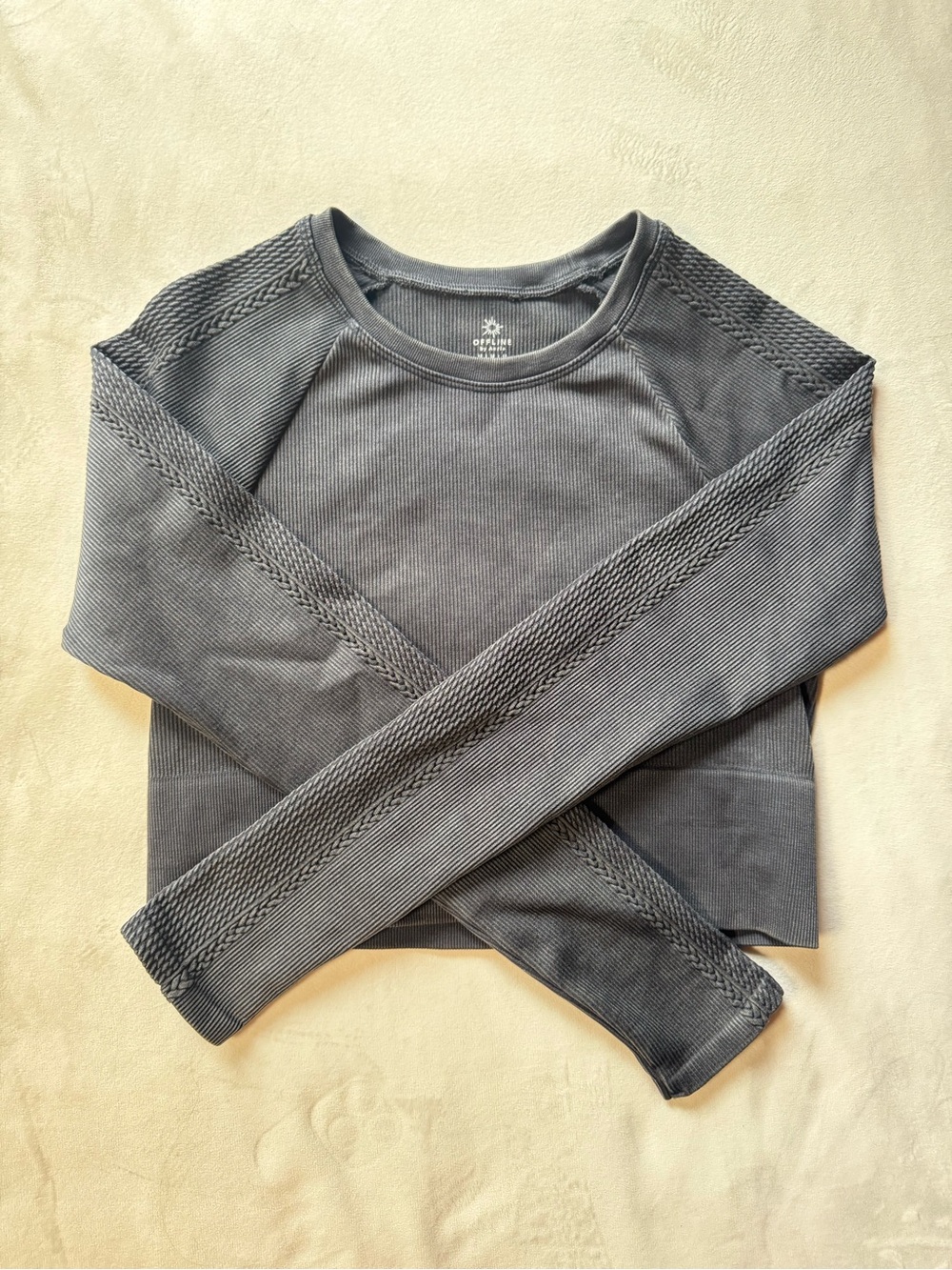 aerie Charcoal Textured Crewneck Sweater